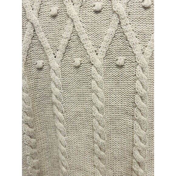 M&S Collection Beige Wool Blend Cable Knit Bobble Sweater Womens Size 6 Medium - Picture 7 of 14